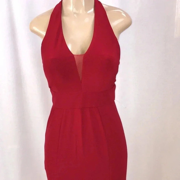 Morgan & Co. Size 5 Red Halter Styles Maxi Gown With Padding. New No Tag - Picture 7 of 11
